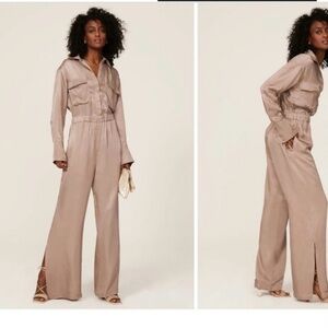 EUC Nicholas Size 8 Elegant Beige Tan Long‎ Jumpsuit Rent the Runway